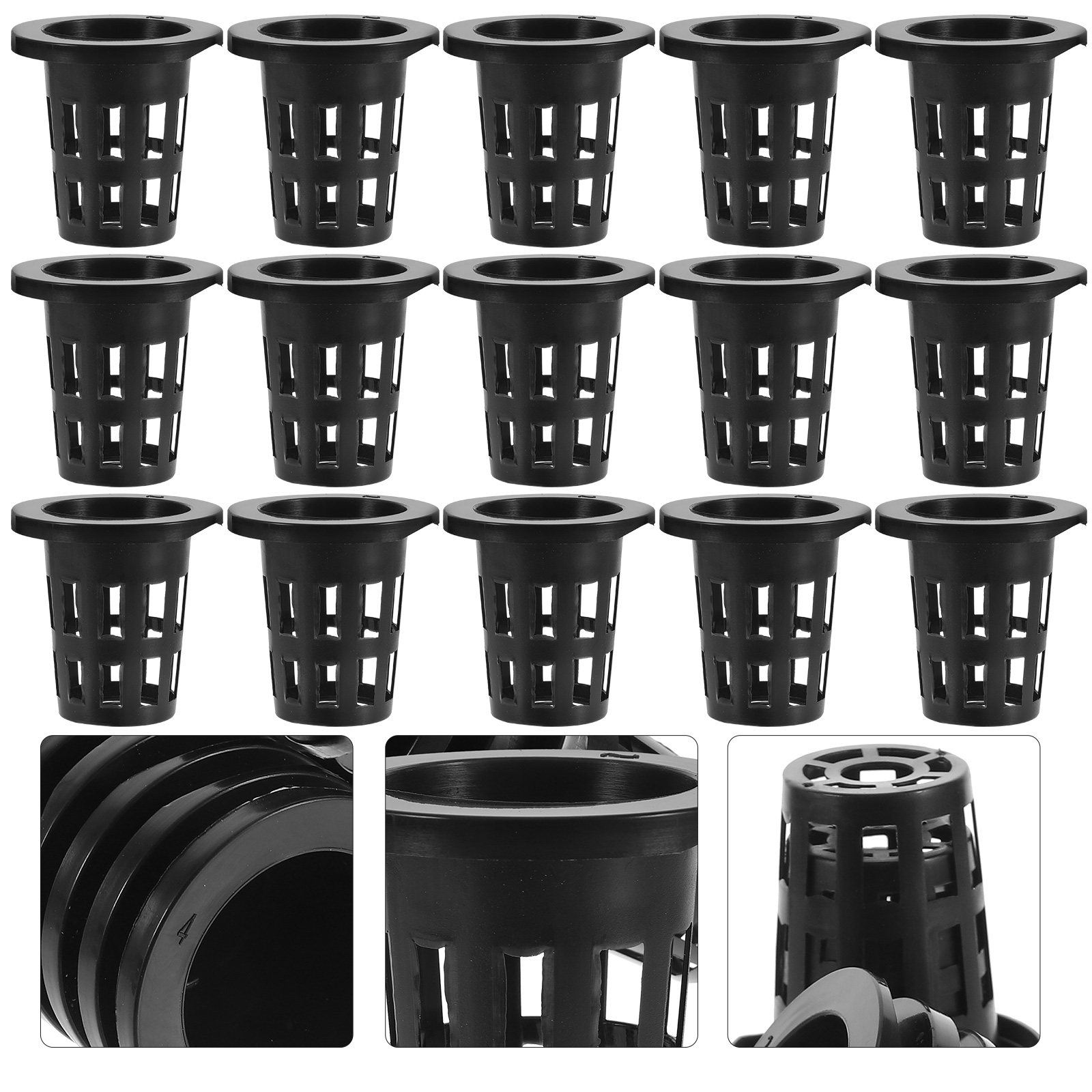 Plant Pot - 50 ชิ้น ตะกร้าปลูกพลาสติก กระถางตาข่ายไฮโดรโปนิกส์ ถ้วยตาข่ายมีร่อง สำหรับปลูกสมุนไพร