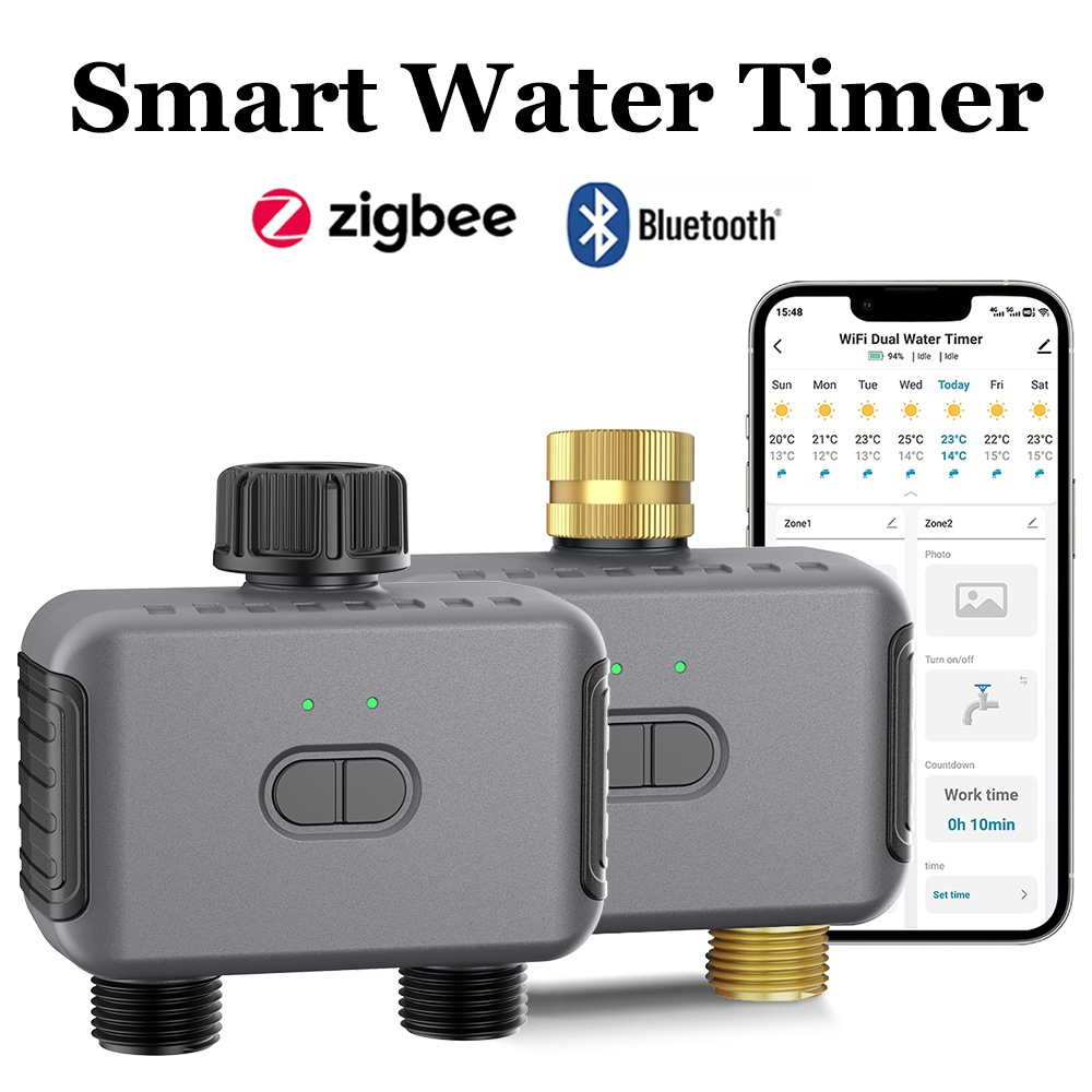 Trowel Garden Tools - Tuyaสมาร์ทจับเวลาน้ําZigbee/BTอัตโนมัติชลประทานController 2 Outlet Sprinklerรดน้ําระบบสนับสนุนAlexa Google