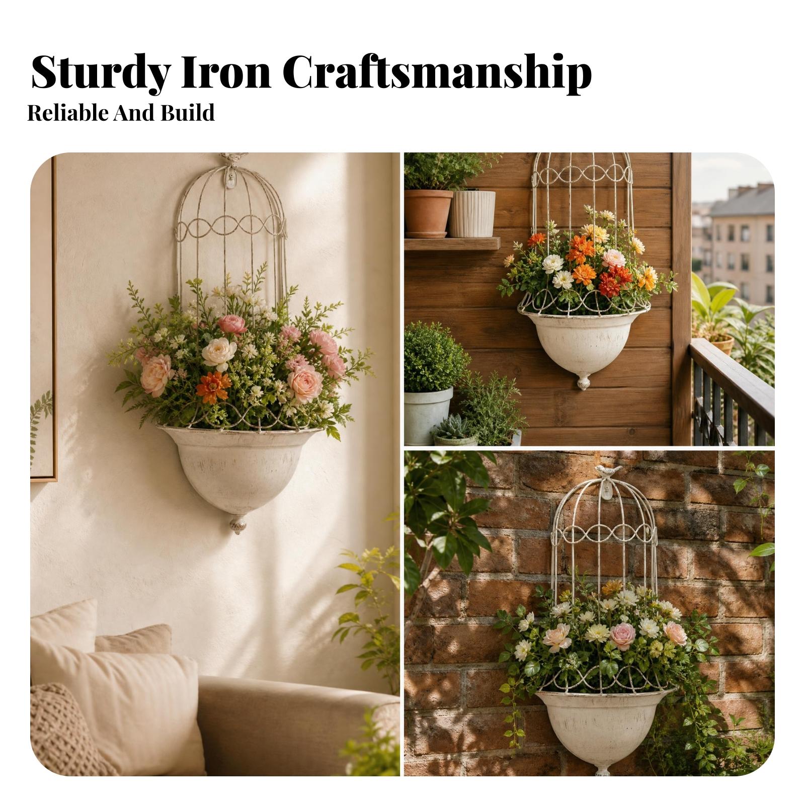 Vertical Planter - กระถางต้นไม้ติดผนัง ดีไซน์กรงนกเหล็ก สำหรับตกแต่งบ้าน สวน ลานบ้าน ระเบียง