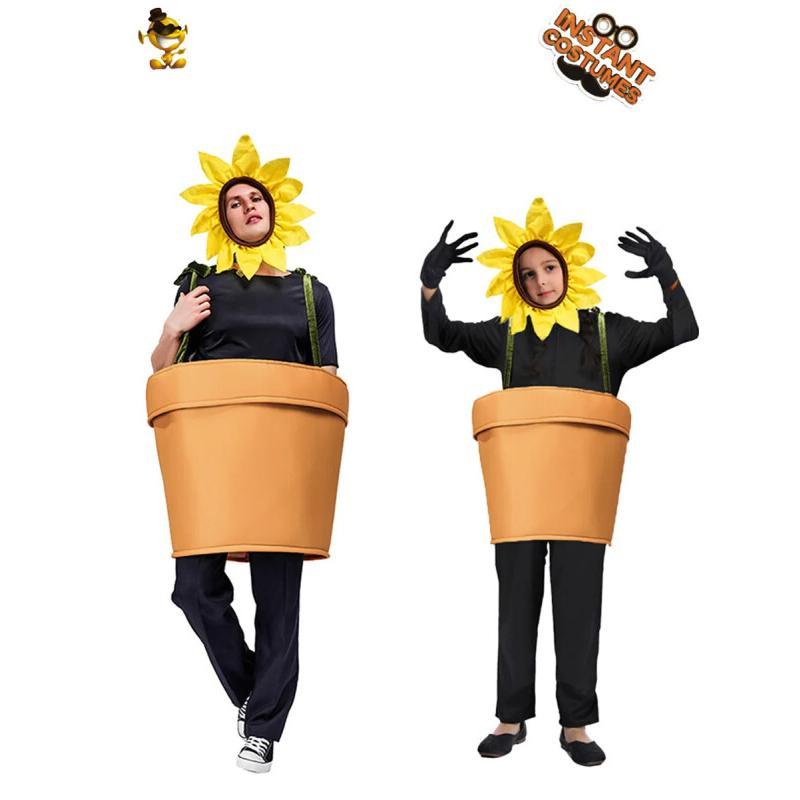 Plant Pot - ชุดกระถางดอกไม้ฮาโลวีนสำหรับผู้ใหญ่ ชุดคอสเพลย์กระถางดอกทานตะวันพร้อมที่คาดศีรษะสำหรับงานปาร์ตี้ธีมสวน
