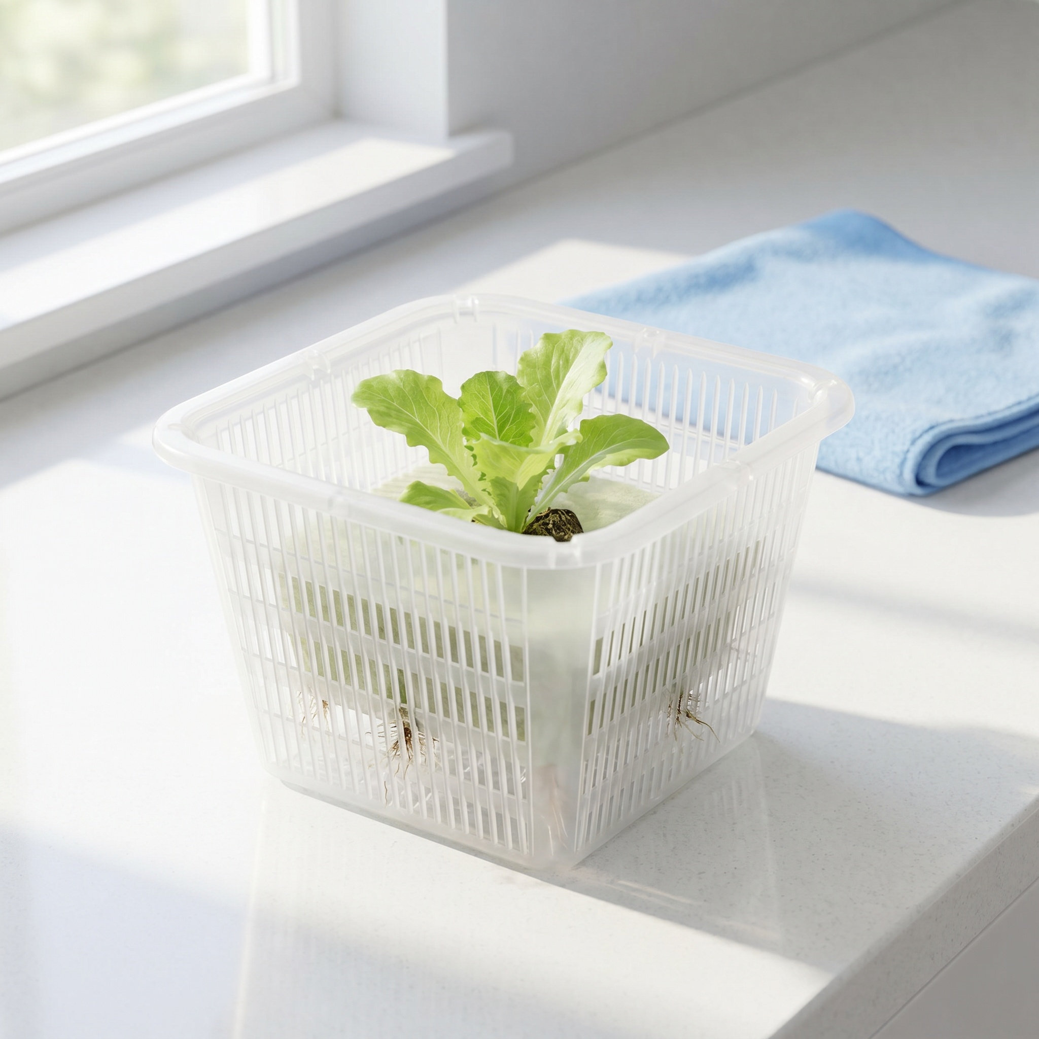 Plant Pot - ถ้วยตาข่ายไฮโดรโปนิกส์ทรงสี่เหลี่ยม 6 ชิ้น สำหรับปลูกต้นกล้าผักในร่ม กระถางพลาสติกมีช่องระบาย