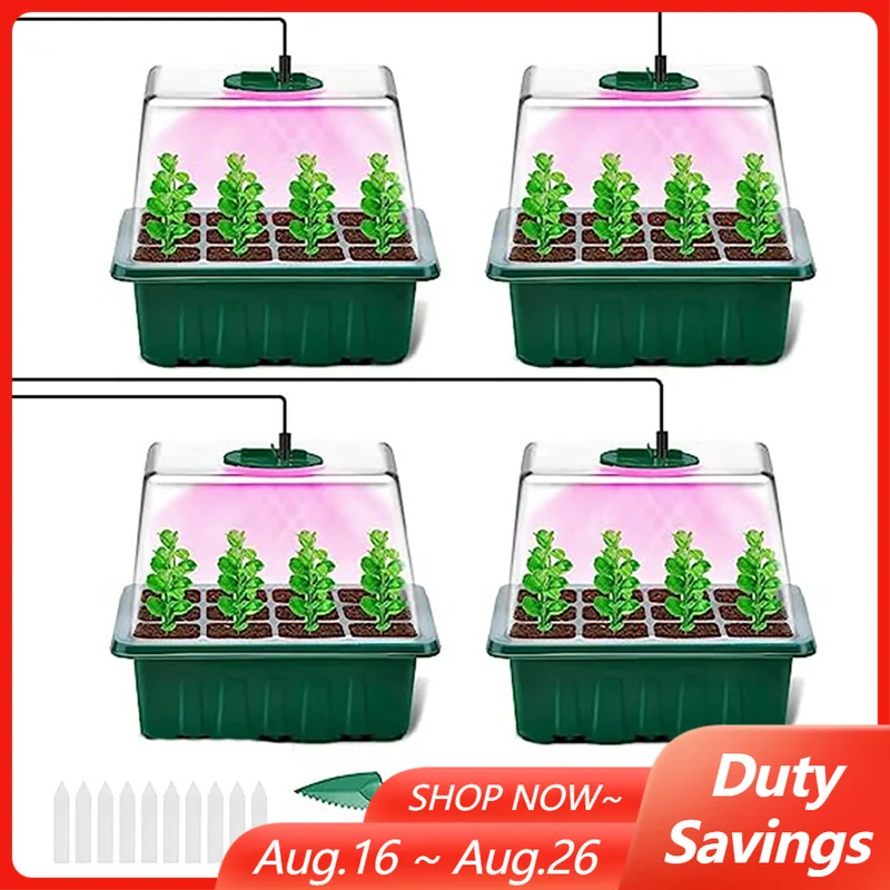 Seed Starter Tray - ชุดถาดเพาะเมล็ดพร้อมไฟ LED 12 ช่อง สำหรับการเพาะปลูก พร้อมตั้งเวลาได้