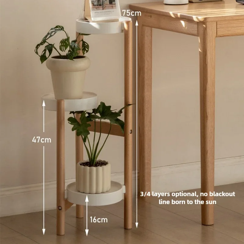 Indoor Herb Garden - ชั้นวางต้นไม้ไม้เนื้อแข็งแบบหลายชั้น รูปทรงสามเหลี่ยมเสริมความแข็งแรง ชั้นวางดอกไม้หลายชั้น ชั้นวางสมุนไพรในร่ม ชั้นวางจัดระเบียบสวนระเบียง