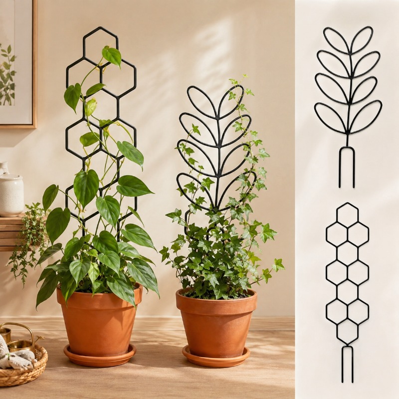 Indoor Herb Garden - โครงยึดต้นไม้ 2/4 ชิ้น โครงตาข่ายพลาสติกป้องกันสนิม สำหรับพืชเลื้อยในกระถาง ดอกไม้ในร่มและกลางแจ้ง