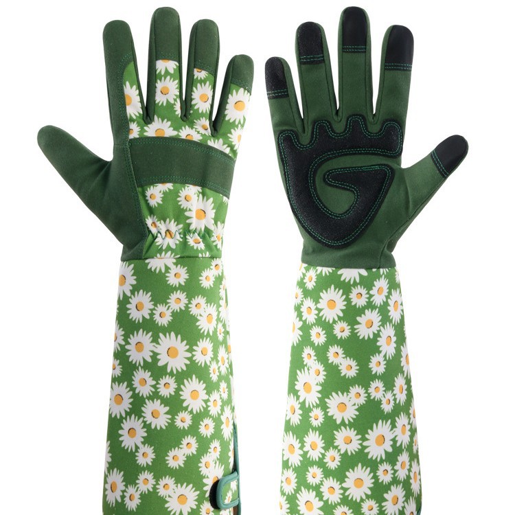 Garden Gloves - ถุงมือทำสวนสำหรับผู้หญิง ถุงมือทำสวนแบบยาวระบายอากาศได้ดี พร้อมด้ามจับ ถุงมือทำงานทำสวนหนังกันหนาม