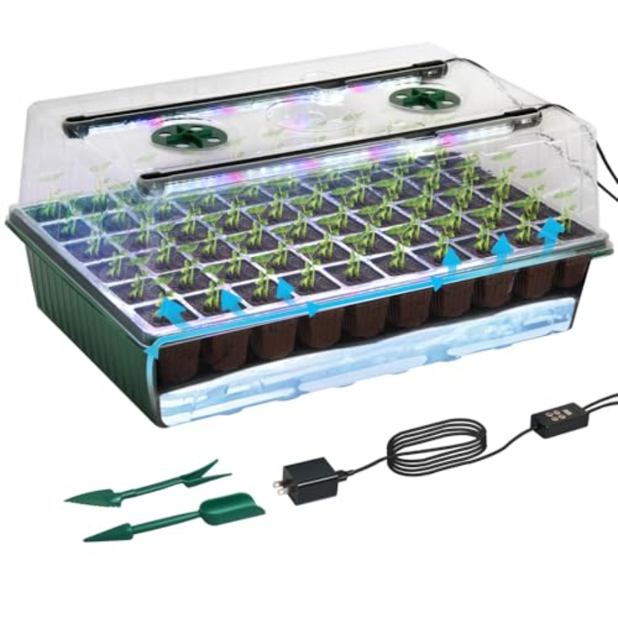 Seed Starter Tray - ถาดเพาะเมล็ดพร้อมไฟปลูก ชุดเพาะเมล็ด 60 ช่อง พร้อมโดมควบคุมความชื้นขนาด 4.07