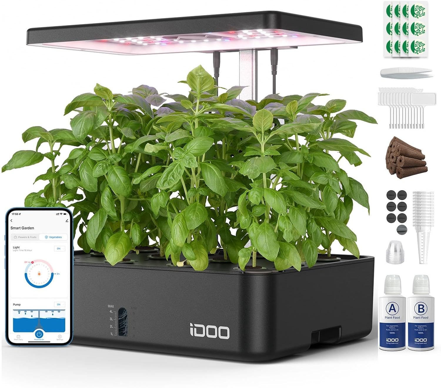 Hydroponic Kit - ระบบปลูกพืชไฮโดรโพนิกส์แบบ WiFi 12 ช่อง พร้อมชุดปลูกสมุนไพรในร่ม ไฟ