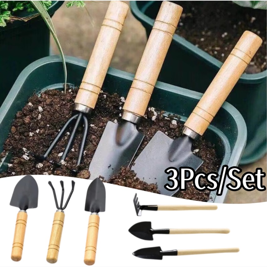 Trowel Garden Tools - ชุดเครื่องมือทำสวนขนาดเล็ก 3 ชิ้น/ชุด พกพาสะดวก ประกอบด้วย คราด