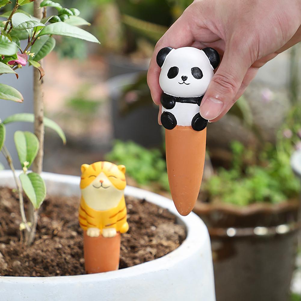 Watering Can - ชุดอุปกรณ์รดน้ำต้นไม้ 4 ชิ้น รูปสัตว์น่ารัก เสาให้น้ำอัตโนมัติแบบปล่อยน้ำช้า ทำจากดินเหนียว