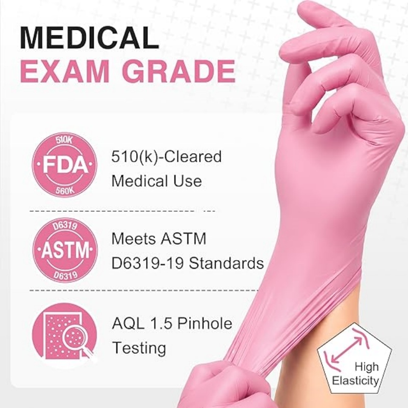ถุงมือไนไตรล์สีชมพูแบบใช้แล้วท - Garden Gloves บทวิจารณ์และราคา