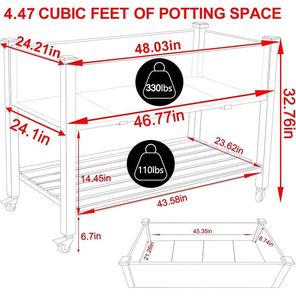 แปลงปลูกผักยกพื้นขนาดใหญ่ 48x2 - Raised Garden Bed บทวิจารณ์และราคา
