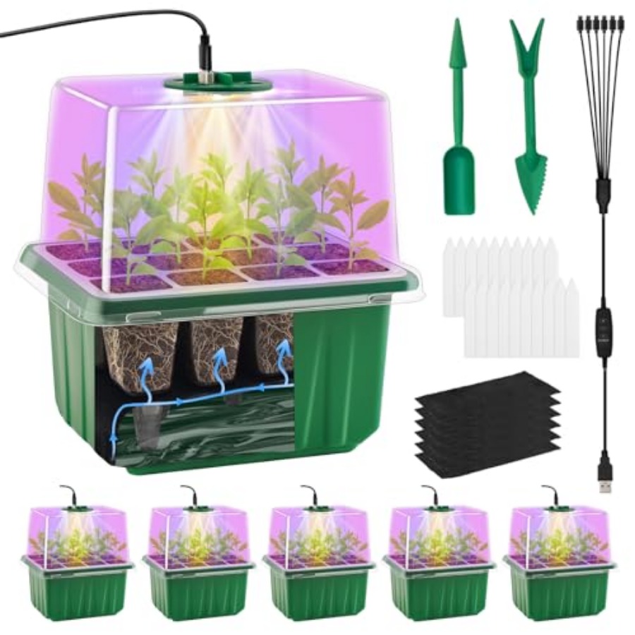 ถาดเพาะเมล็ดพร้อมไฟ 6 ชุด ชุดเ - Seed Starter Tray บทวิจารณ์และราคา