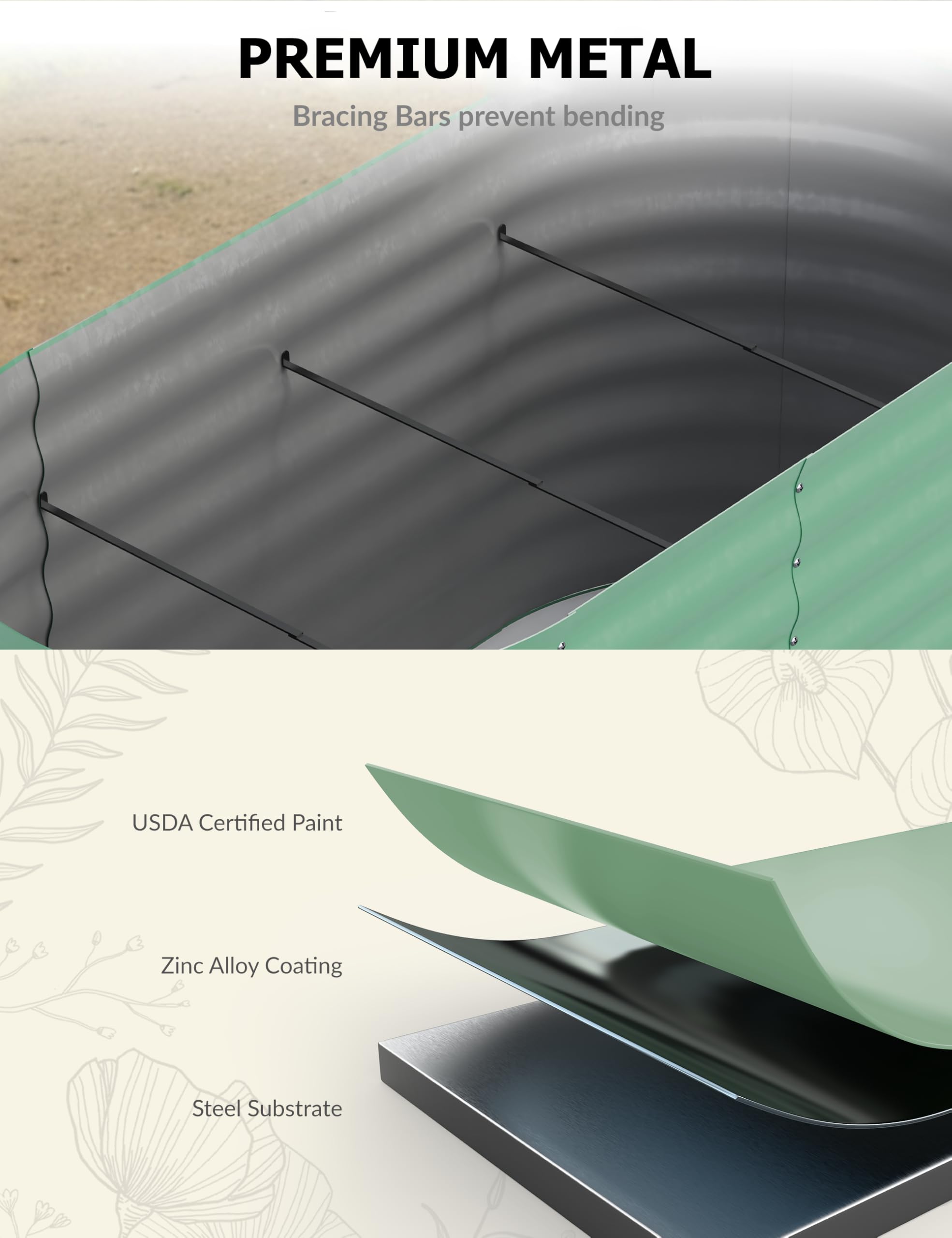 แปลงปลูกผักยกพื้นชุบสังกะสี ขน - Raised Garden Bed บทวิจารณ์และราคา