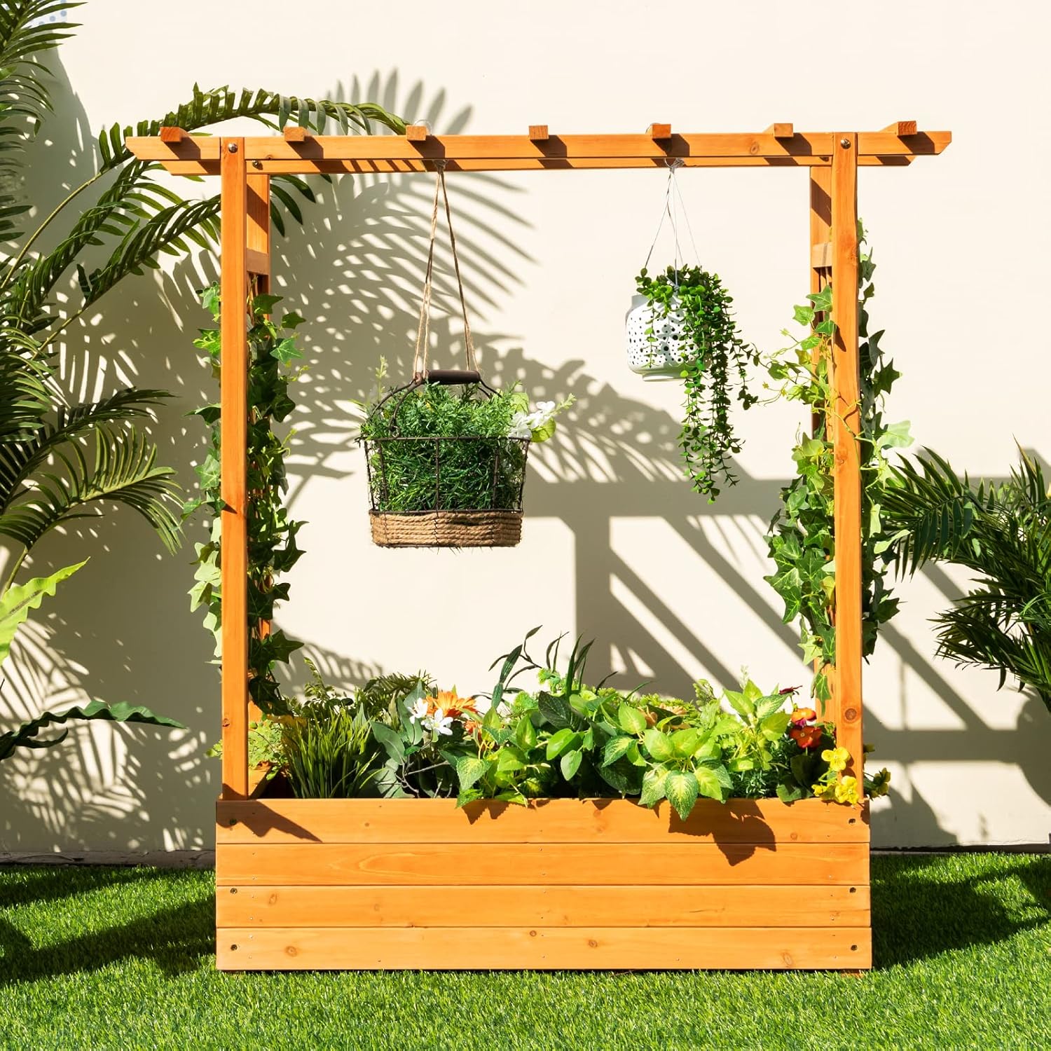 แปลงปลูกผักยกพื้นทำจากไม้ พร้อ - Raised Garden Bed บทวิจารณ์และราคา