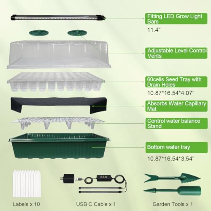 ถาดเพาะเมล็ดพร้อมไฟปลูก ชุดเพา - Seed Starter Tray บทวิจารณ์และราคา