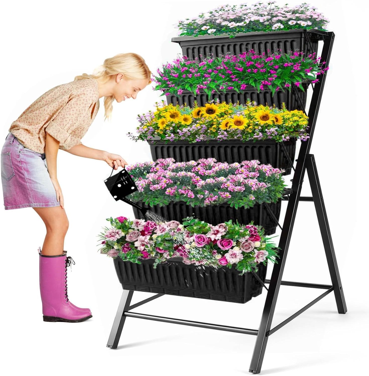กระถางปลูกต้นไม้โลหะ 5 ชั้น สี - Vertical Planter บทวิจารณ์และราคา