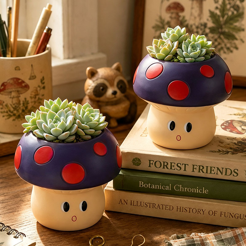 กระถางต้นไม้เรซินรูปเห็ดการ์ตู - Self Watering Planter บทวิจารณ์และราคา