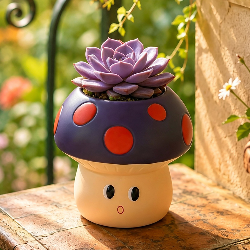 กระถางต้นไม้เรซินรูปเห็ดการ์ตู - Self Watering Planter บทวิจารณ์และราคา